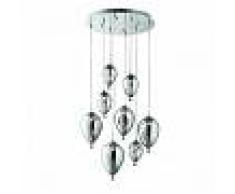 Ideal Lux Lampadario id-clown sp8 g9 vetro cromato artigianale moderno goccia interno