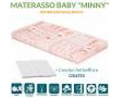 Materasso Lettino o Culla per Bambini alto 12 cm color Rosa + Cuscino ANTISOFFOCO su misura GRATIS con Fodera in Cotone Naturale, Rivestimento Sfoderabile con Zip e Lavabile in lavatrice, tessuto ANALLERGICO, Antibatterico, Antiacaro e Super Traspirante,
