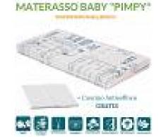Materasso Lettino o Culla per Bambini alto 12 cm colore Blu + Cuscino ANTISOFFOCO su misura GRATIS con Fodera in Cotone Naturale, Rivestimento Sfoderabile con Zip e Lavabile in lavatrice, tessuto ANALLERGICO, Antibatterico, Antiacaro e Super Traspirante,