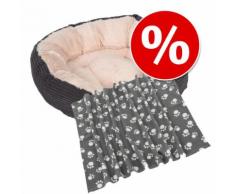 Set Letto Cozy Velluto + Coperta in pile Pawty - L 81 x P 63 x H 18 cm + Pawty