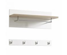 Pannello appendiabiti Oslo in bianco opaco e essenza rovere Sanremo