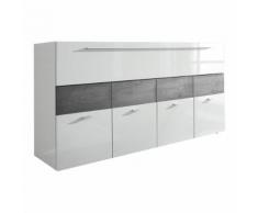 Comò Line in bianco lucido e rovere grigio
