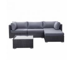 Divano da giardino in rattan nero SANO II