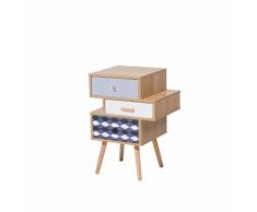 Comodino marrone, con tre cassetti - LINDEN