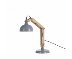 Lampada da tavolo in legno e metallo grigio SALADO