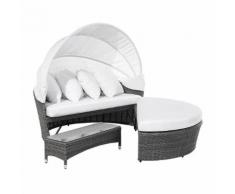 Divano coperto da giardino in rattan grigio SYLT LUX