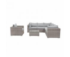 Set divano angolare da giardino in rattan marrone chiaro CONTARE