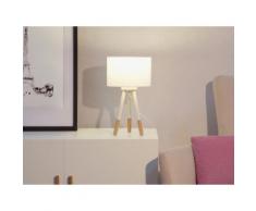 Lampada da tavolo moderna a forma di treppiede in legno bianca TOBOL