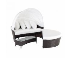 Divano coperto da giardino in rattan marrone SYLT LUX