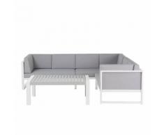 Divano angolare da giardino con tavolino in alluminio bianco VINCI