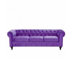 Divano vintage a 3 posti in tessuto viola CHESTERFIELD