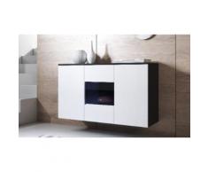 Credenza pensile Leiko: Nero-Bianco / Vetrina quadrata