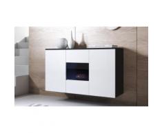 Credenza pensile Leiko: Nero-Bianco / Vetrina quadrata