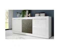 :Credenza 2 ante 3 cassetti Basic / Bianco lucido-Wenge