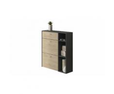Mobile scarpiera Zapatero con cassettiera : Grigio antracite (ante legno naturale)