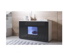 Credenza pensile Leiko: Bianco-Nero / Vetrina quadrata