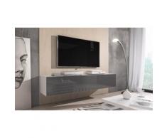 Mobile porta TV Rocco: Bianco-Grigio / 160 cm