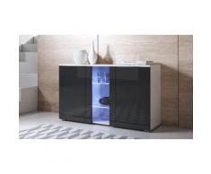 Credenza pensile Leiko: Bianco-Nero / Vetrina verticale