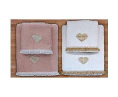 Asciugamani Heart: Bianco, rosa / 2 set