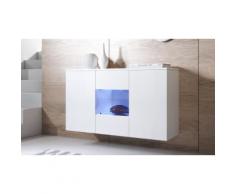 Credenza pensile Leiko: Bianco-Bianco / Vetrina quadrata