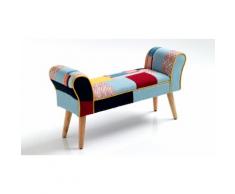 Panca Kaleidos rivestita in tessuto con tecnica patchwork