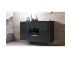 Credenza pensile Leiko: Nero-Nero / Vetrina quadrata