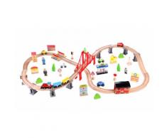 Ferrovia giocattolo in legno con 70 pezzi
