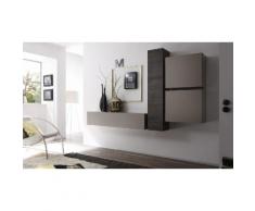 Parete pensile per soggiorno Cube: 2 pensili 2 cubi / Grigio-Rovere wenge