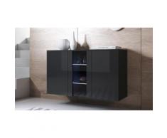 Credenza pensile Leiko: Nero-Nero / Vetrina verticale