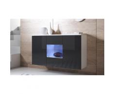 Credenza pensile Leiko: Bianco-Nero / Vetrina quadrata