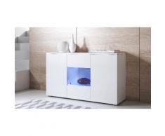 Credenza pensile Leiko: Bianco-Bianco / Vetrina quadrata