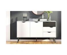 Credenza Scandi con 2 ante e 3 cassetti / Bianco/Nero