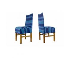 Set di 6 coprisedia elasticizzati con schienale: Rigato / Blu