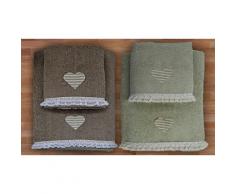 Asciugamani Heart: Salvia, fango / 2 set