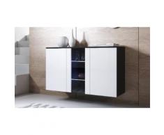 Credenza pensile Leiko: Nero-Bianco / Vetrina verticale