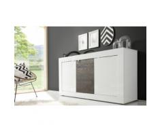 :Credenza 3 ante Basic / Bianco lucido-Wenge