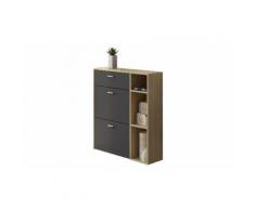 Mobile scarpiera Zapatero con cassettiera : Legno naturale (ante grigio antracite)