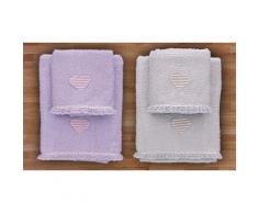 Asciugamani Heart: Lilla, perla / 2 set