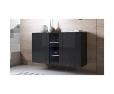 Credenza pensile Leiko: Nero-Nero / Vetrina verticale