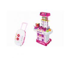 Trolley giocattolo: Cucina bianco-rosa