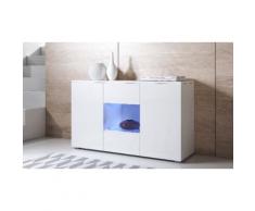 Credenza pensile Leiko: Bianco-Bianco / Vetrina quadrata