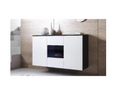 Credenza pensile Leiko: Nero-Bianco / Vetrina quadrata