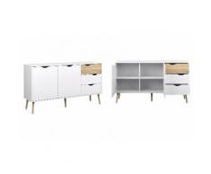 : Credenza 2 ante e 3 cassetti / Bianco-frassino