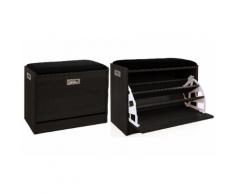 : Nero / Panca contenitore con Scarpiera Legno - sedile Imbottito