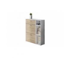 Mobile scarpiera Zapatero con cassettiera : Bianco (ante legno naturale)