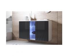 Credenza pensile Leiko: Bianco-Nero / Vetrina verticale