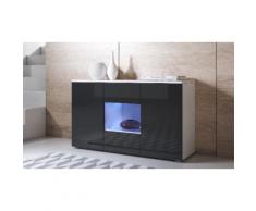 Credenza pensile Leiko: Bianco-Nero / Vetrina quadrata