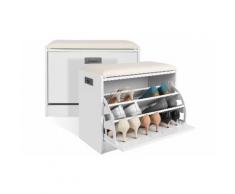 : Bianco / Panca contenitore con scarpiera Legno - sedile Imbottito