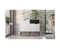 Credenza Scandi con 2 ante e 1 cassetto / Bianco/Nero