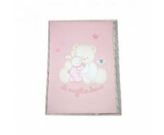 Copertina coperta culla carrozzina bimba neonato ricamo orsetto T&R rosa TU